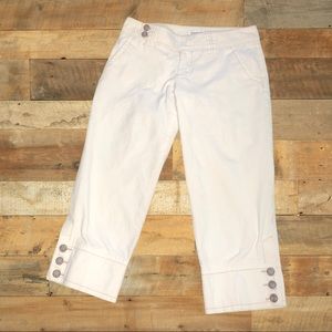 Bebe White Crop Jeans Button Cuff Pants White Size 4